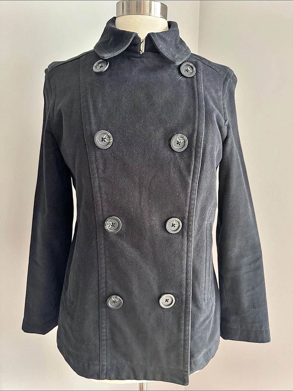 GAP Y2K Double Breasted Pea Coat Black Medium